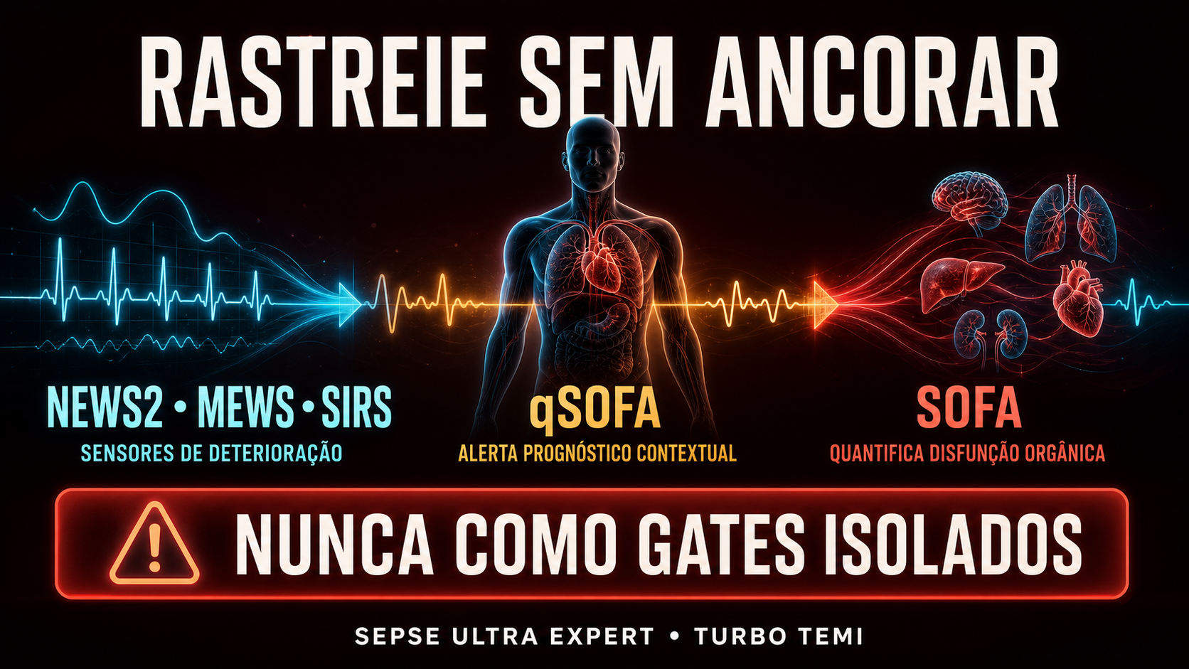 Comparação entre NEWS2, MEWS, SIRS, qSOFA e SOFA com suas funções clínicas