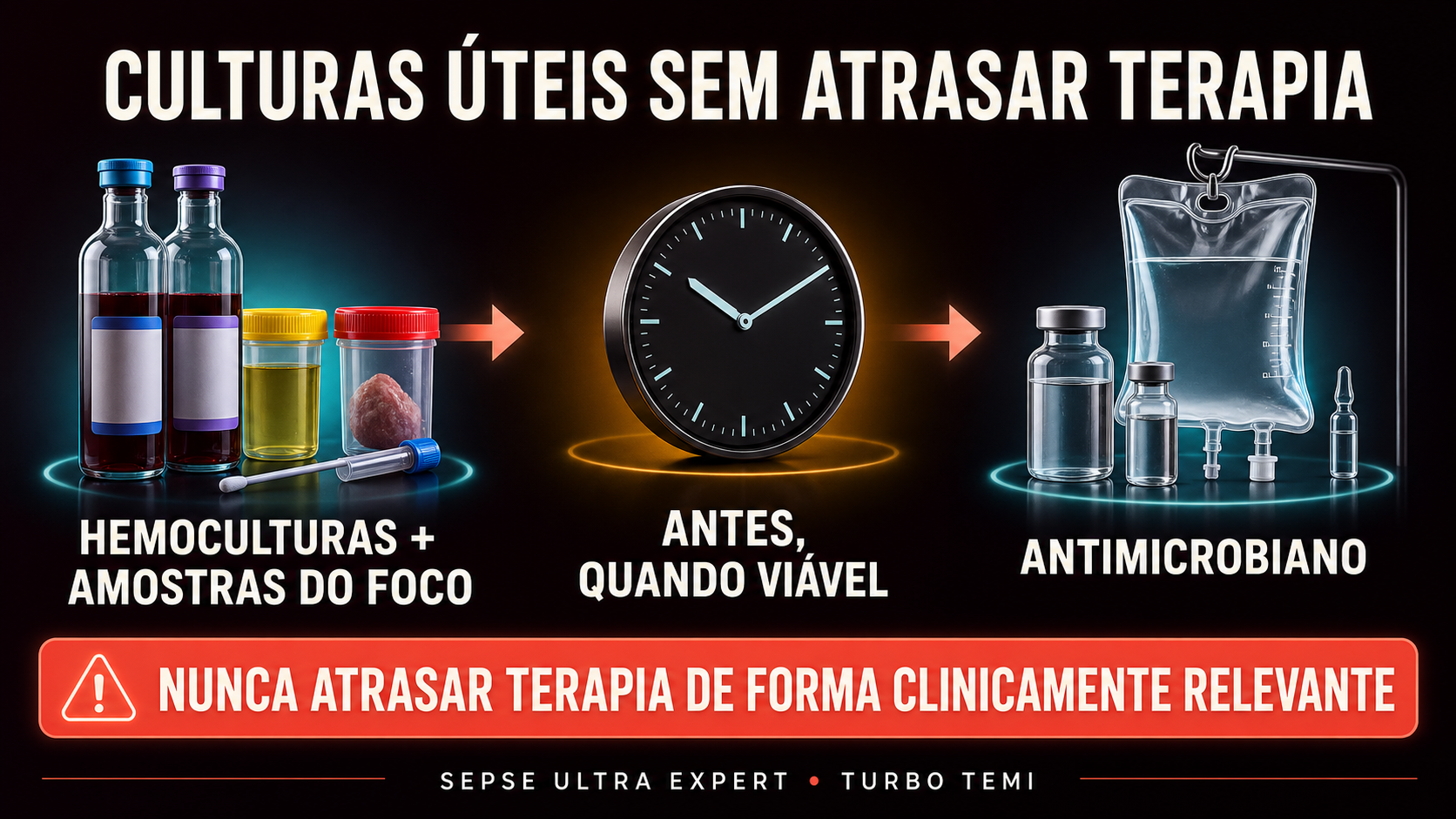 Sequência para obter culturas úteis antes do antimicrobiano sem atraso relevante