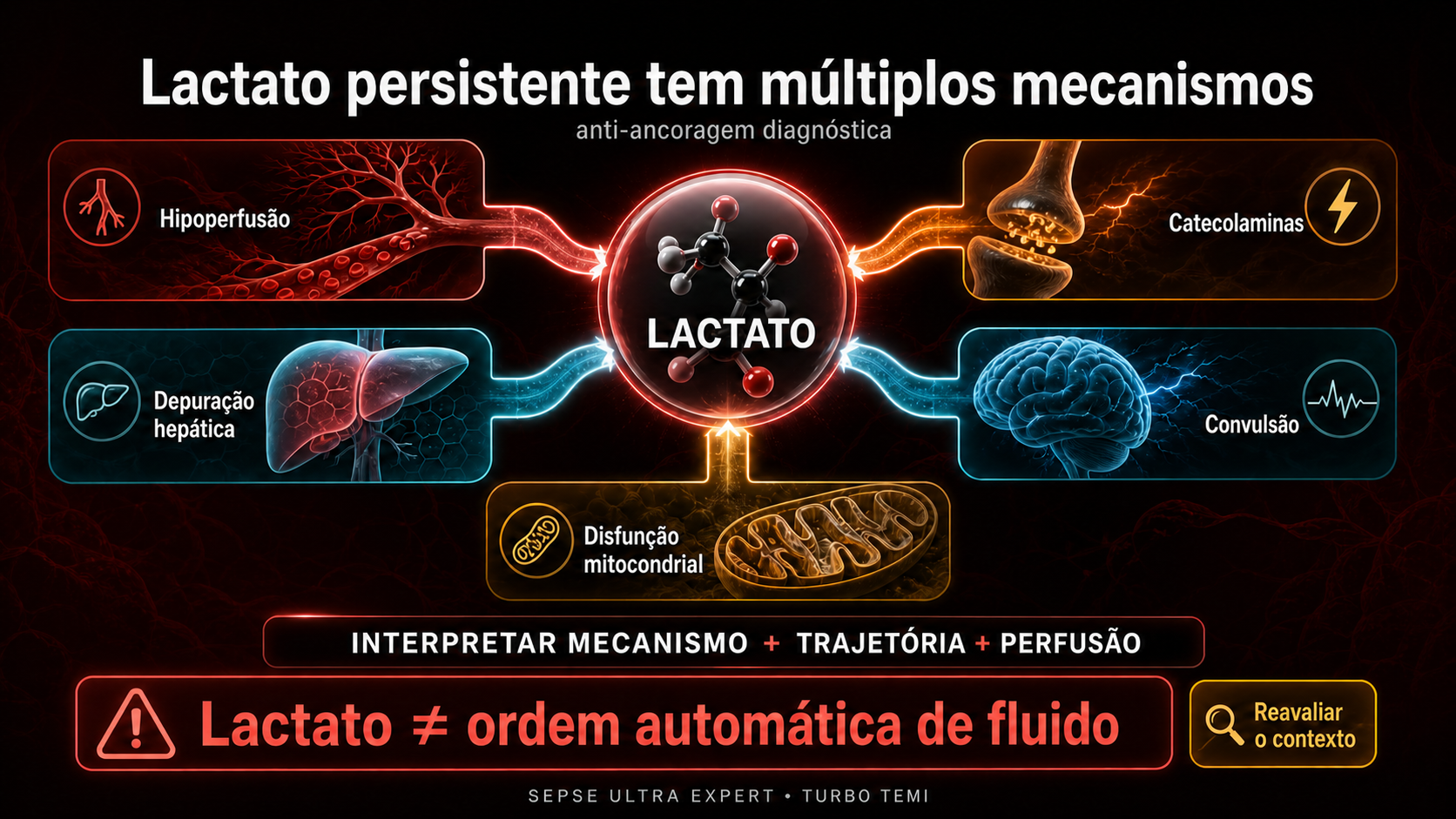 Múltiplos mecanismos possíveis para lactato persistentemente elevado