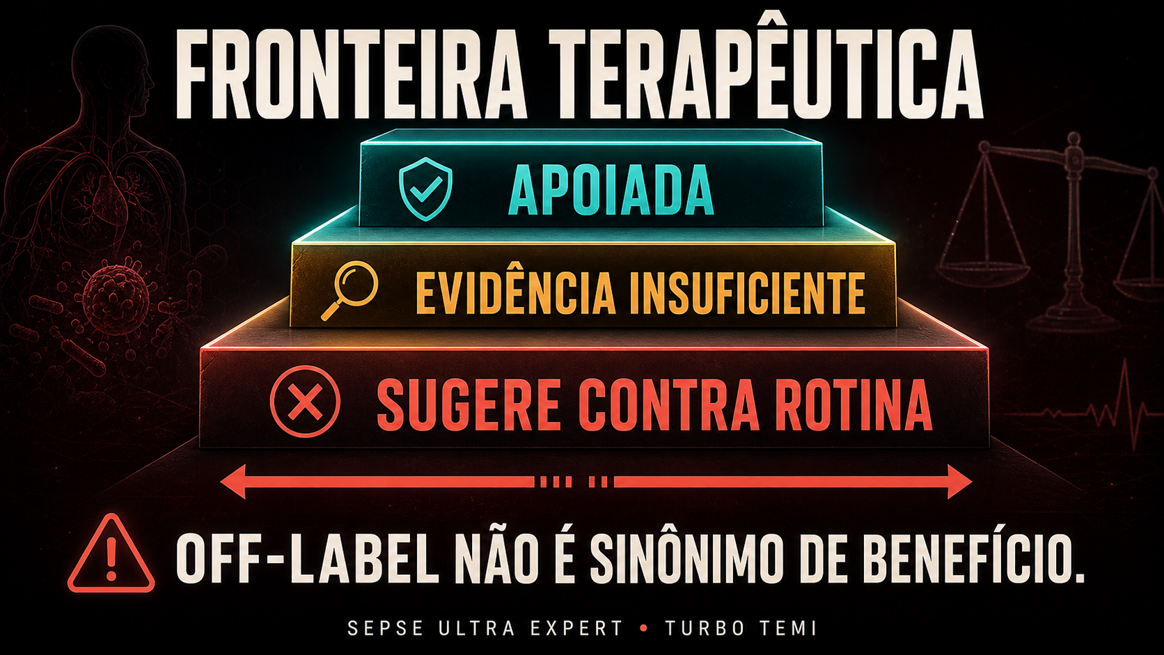Três níveis de evidência: prática apoiada, evidência insuficiente e recomendação contra rotina