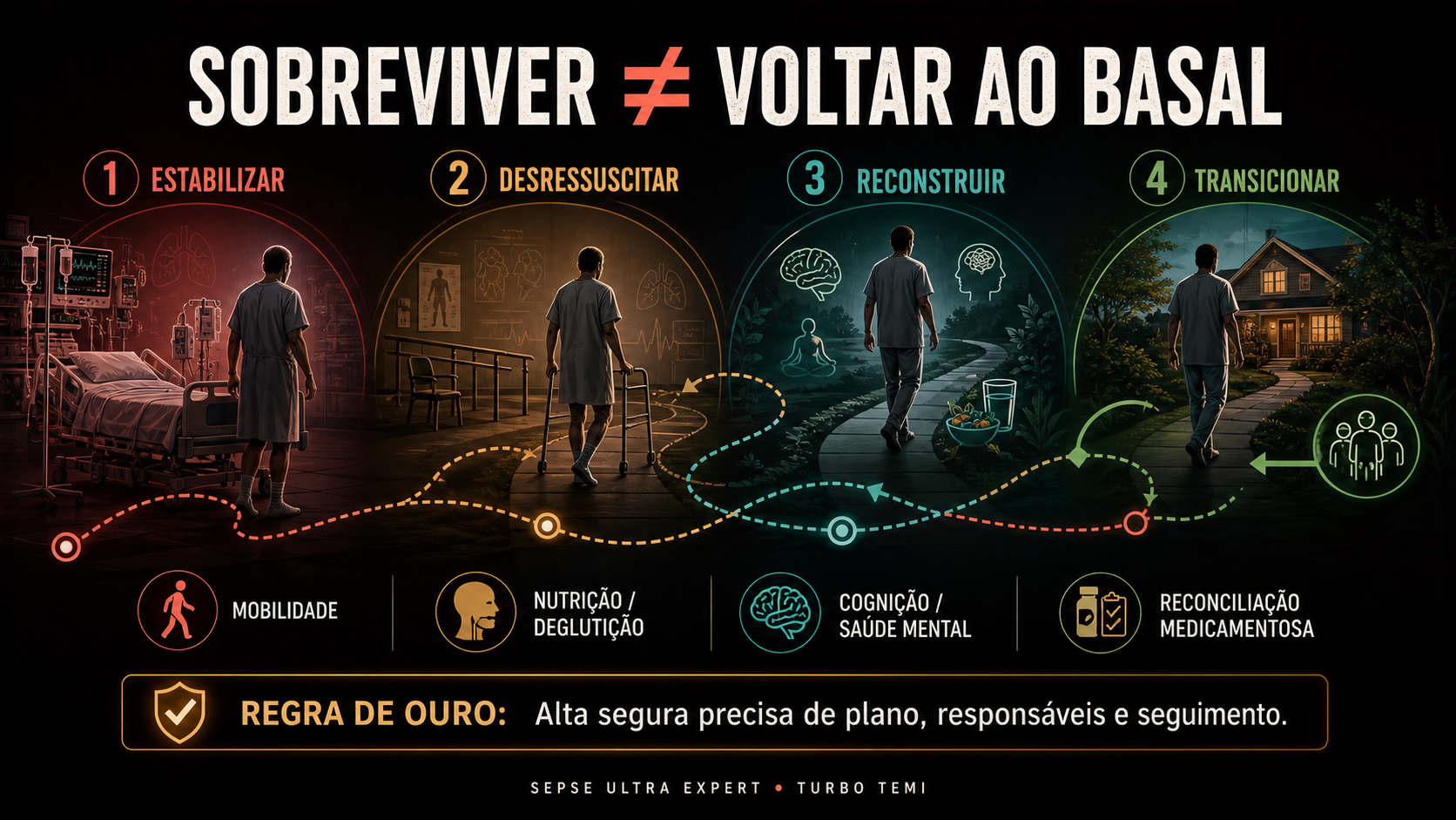 Jornada pós-sepse da estabilização à desressuscitação, reconstrução e transição