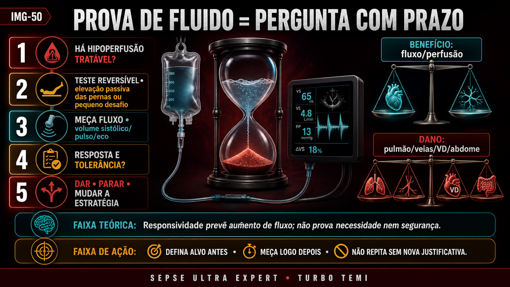 Algoritmo de prova de fluido com indicação, teste reversível, medida de fluxo, tolerância e decisão